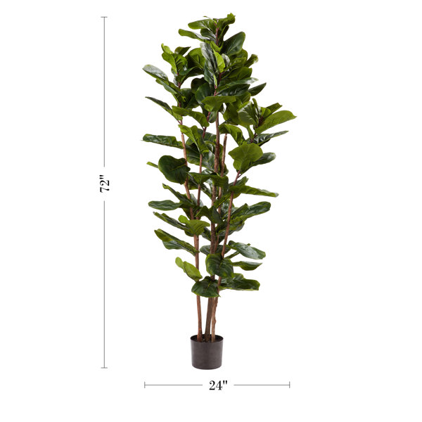 Pure Garden Artificial Fiddle Leaf Fig Tree in Planter & Reviews
